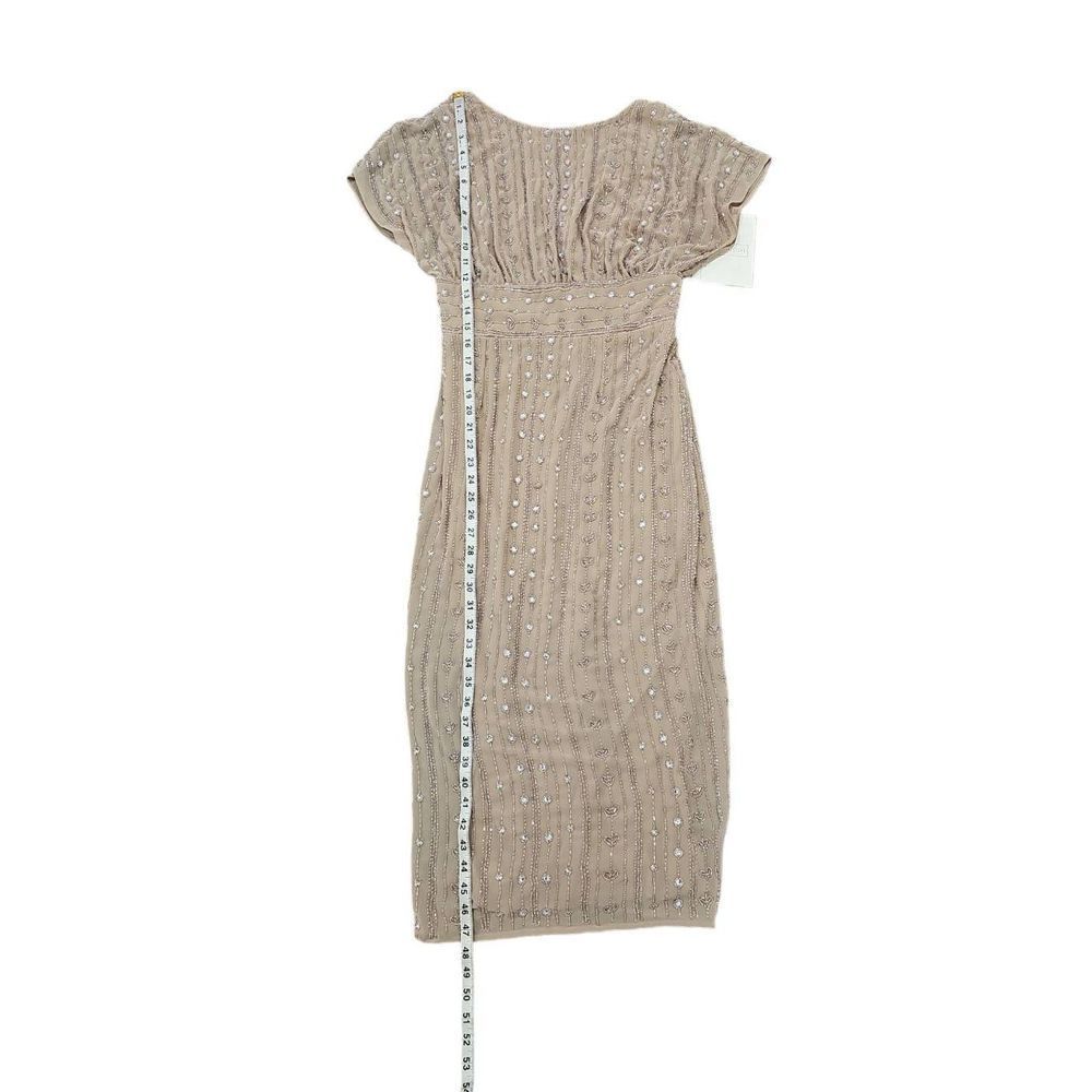 Mac Duggal Beaded Chiffon Short Sleeve Boat Neck Sheath Midi Dress Sz 6 - Picture 12 of 12